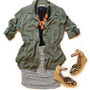 Express black and white striped body con skirt